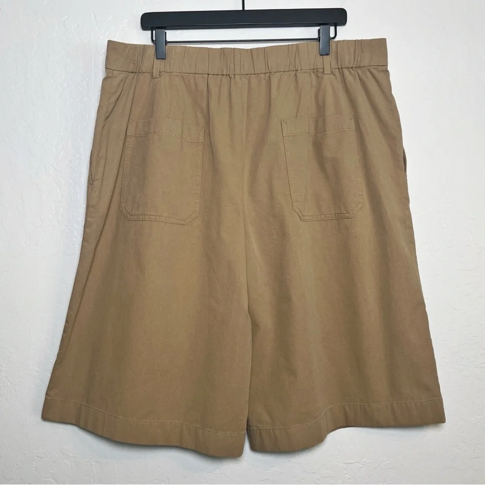 •VINCE• Washed‎ High Waisted Cotton Twill Shorts in Cocoon Khaki Beige Size 16